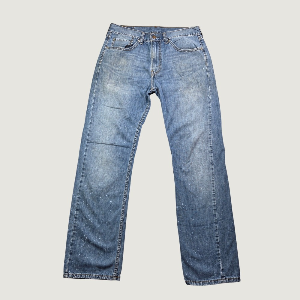 Levi's 505 Regular Fit Straight Jeans Men 32x32 Blue Medium Wash Bleach Splatter